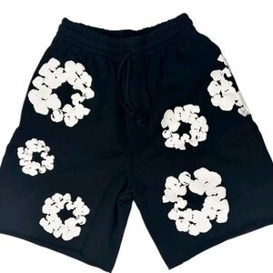 Denim Tears Black Cotton Wreath Shorts
